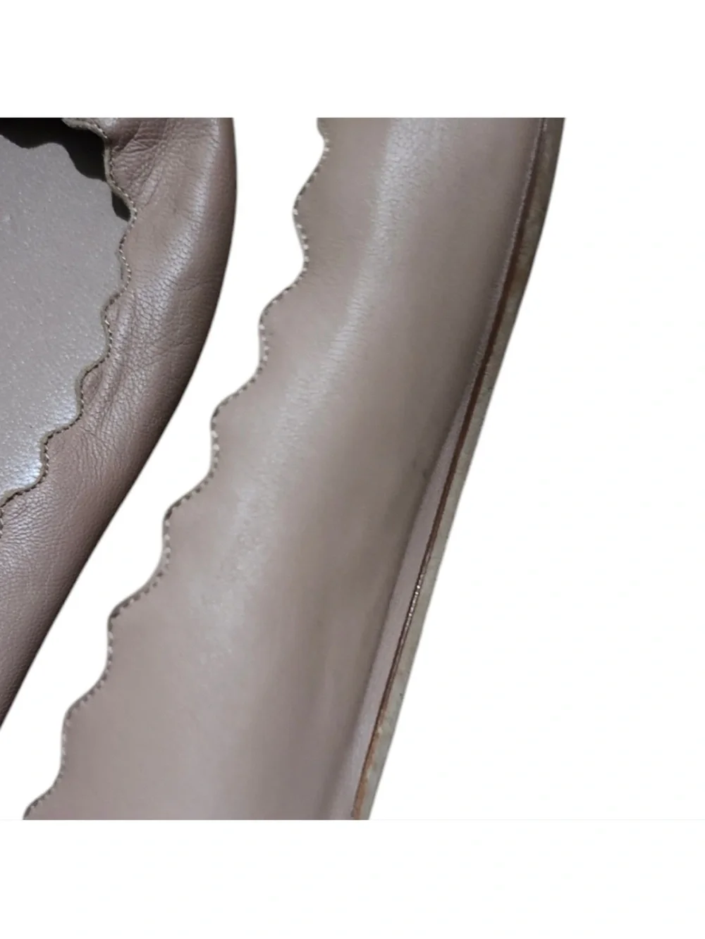 Chloe Scalloped Ballet Flats - Light Taupe